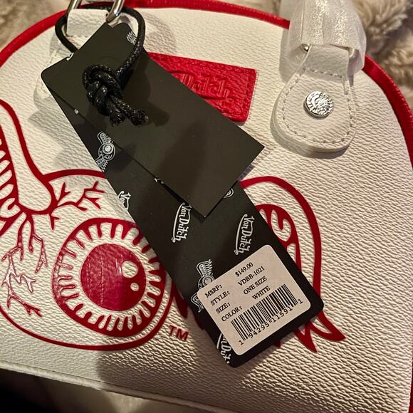 Von Dutch Crossbody Bowling Bag Flying Eye White Red Two Tone Y2K New With Tags - Picture 9 of 14